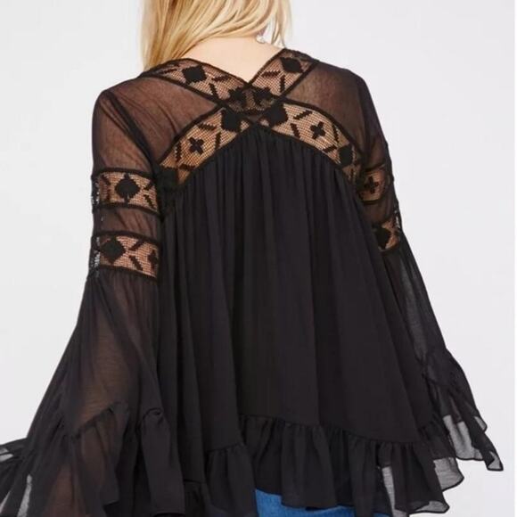 Free People All Night Long Button Down Lace Tunic Size XS - Picture 2 of 10